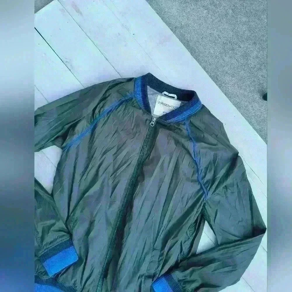 TUCKER+TATE Boys sz 18/20 green blue trim zip jacket Windbreaker jacket XXL